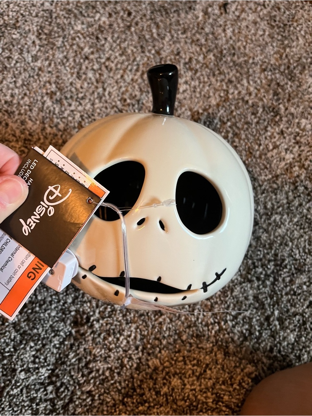 Disney nightmare before Christmas Jack light up ceramic pumpkin